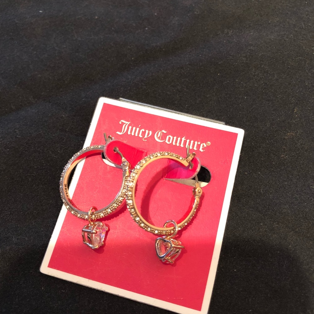 Juicy couture rose gold heart crystal earring